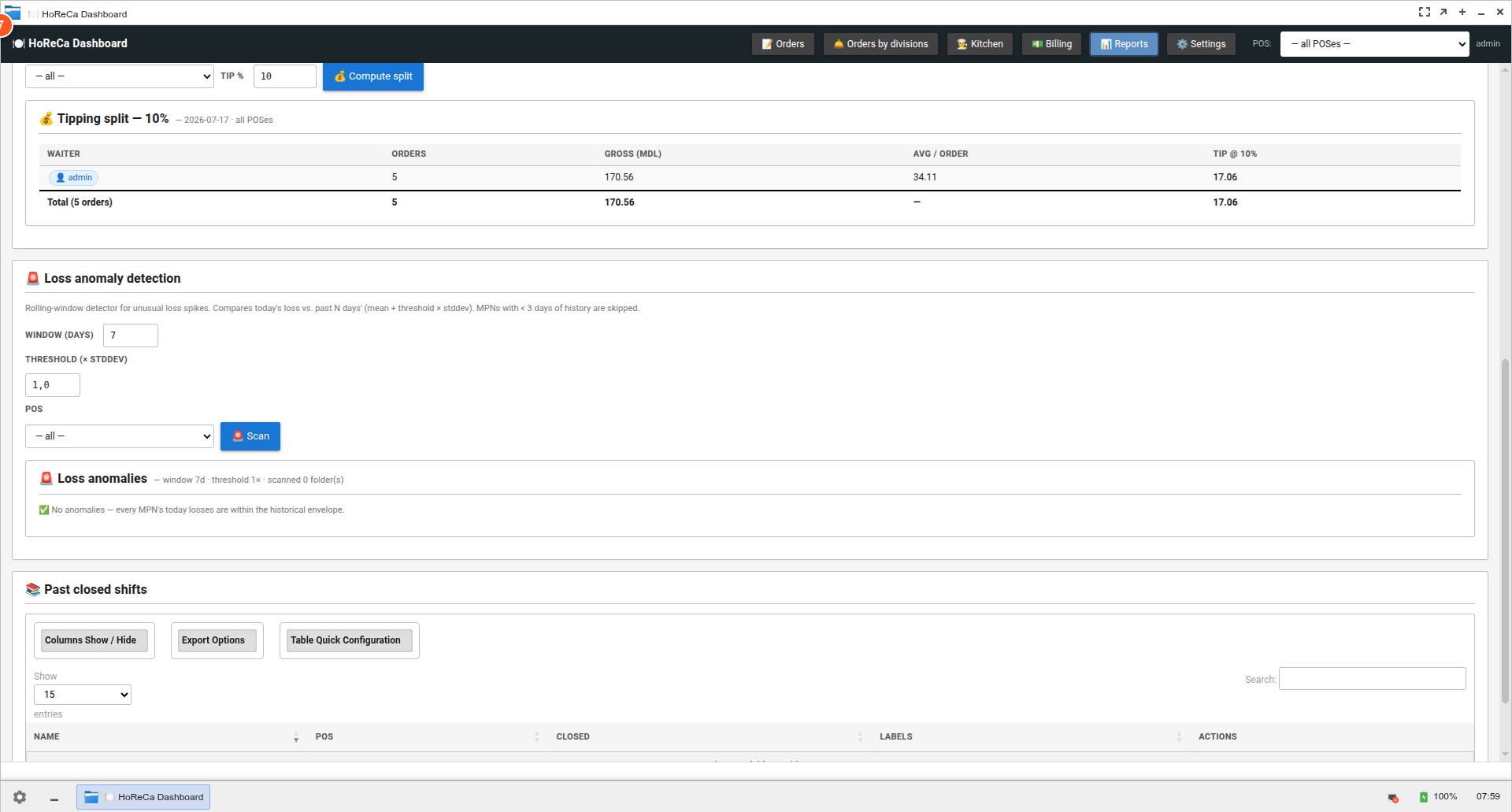 Detectare anomalii pierderi cu rolling window + stddev