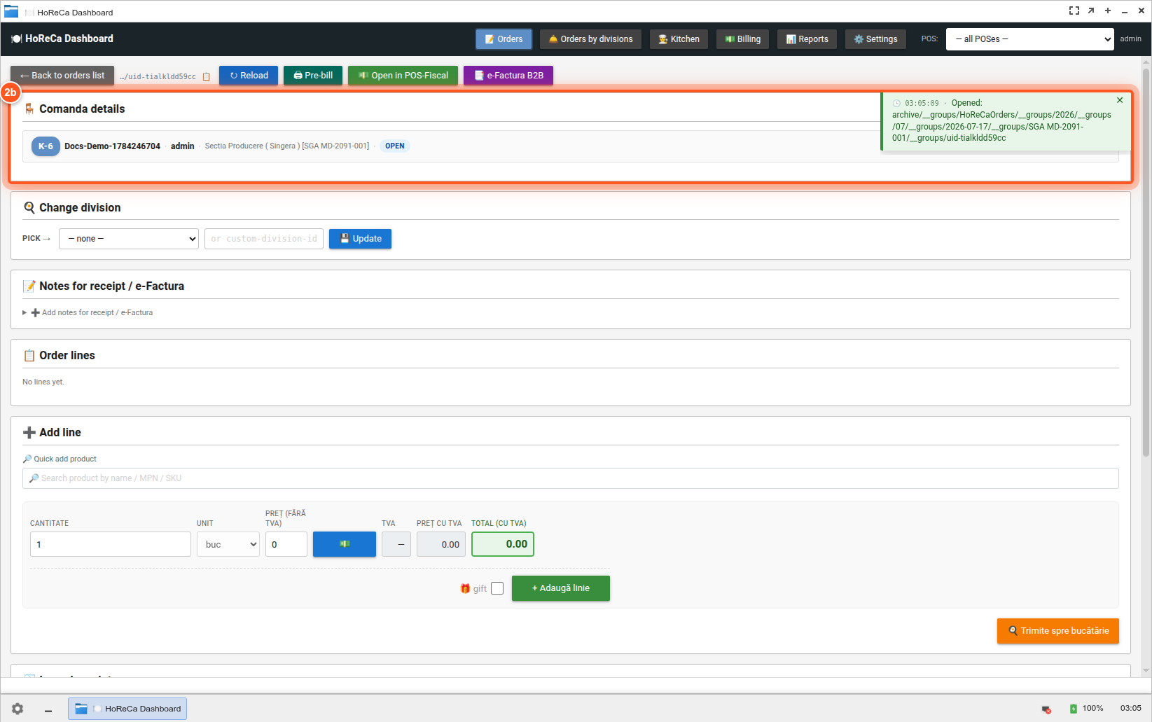 Order View deschis Order View deschis