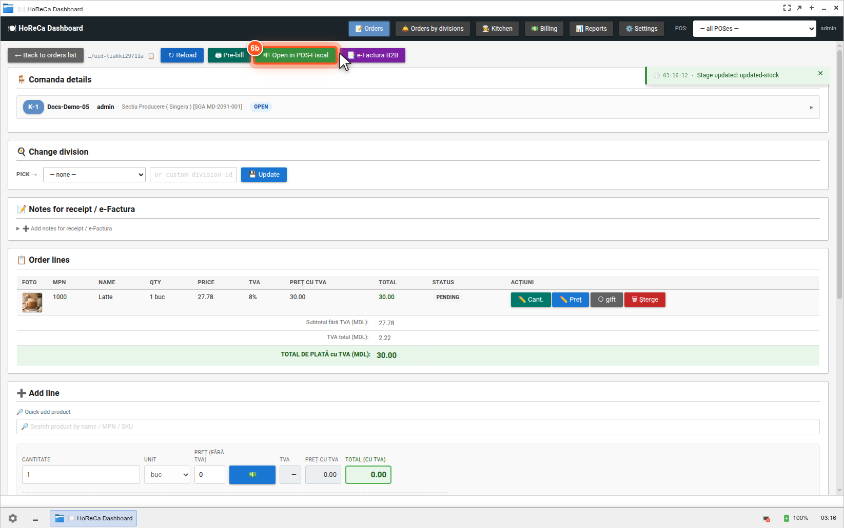 Cursor pe Open in POS-Fiscal Cursor pe Open in POS-Fiscal