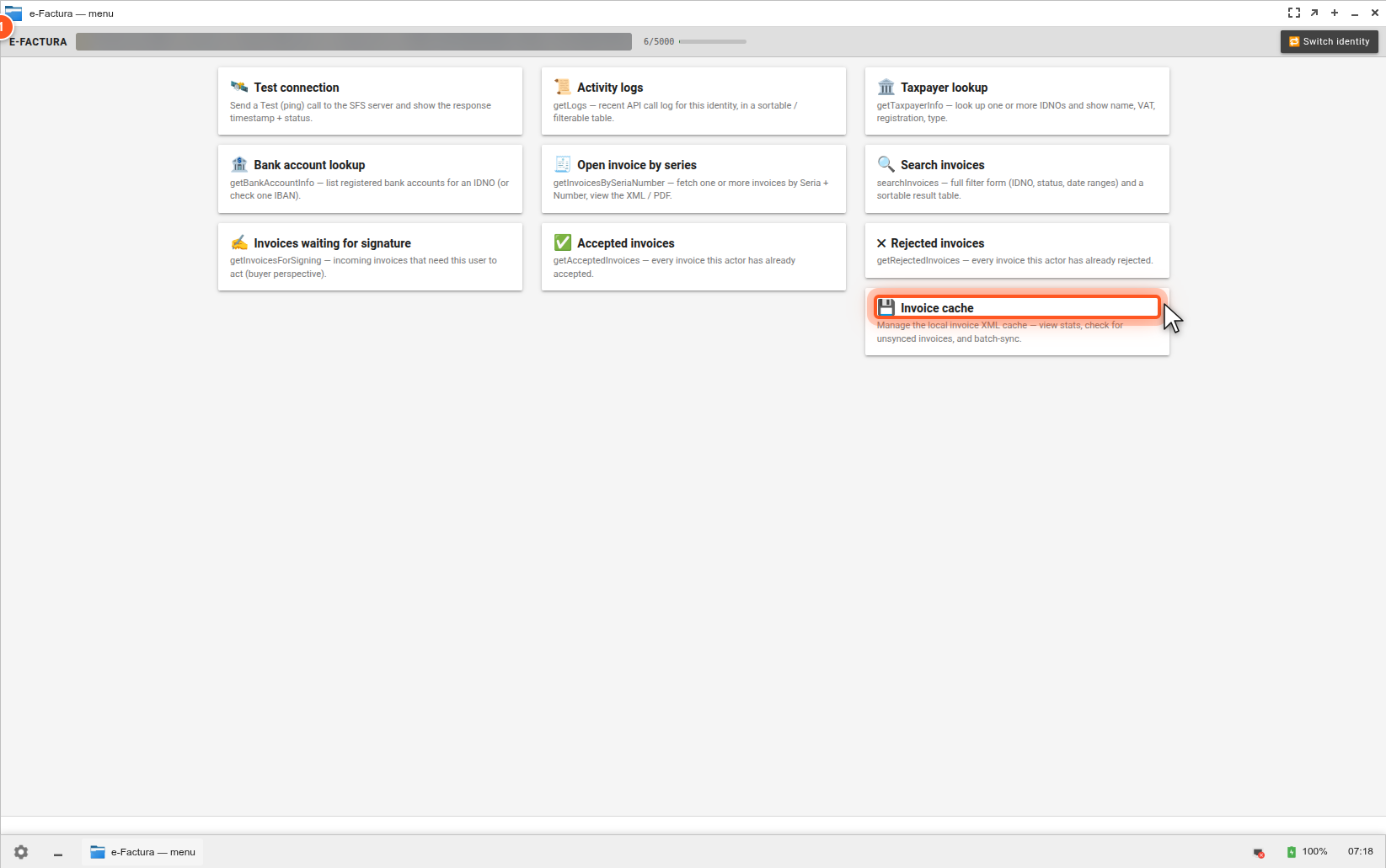 Pas 1 — Cursor pe cardul Invoice cache Pas 1 — Cursor pe cardul Invoice cache