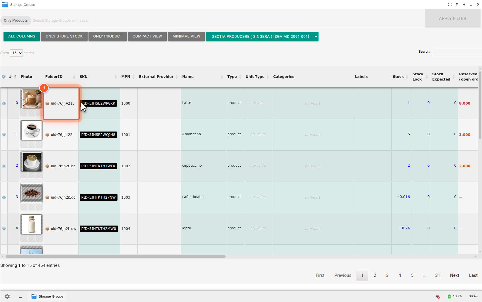 Pas 1 — Product Search: cursor pe FolderID (uid) ca entry-point Pas 1 — Product Search: cursor pe FolderID (uid) ca entry-point