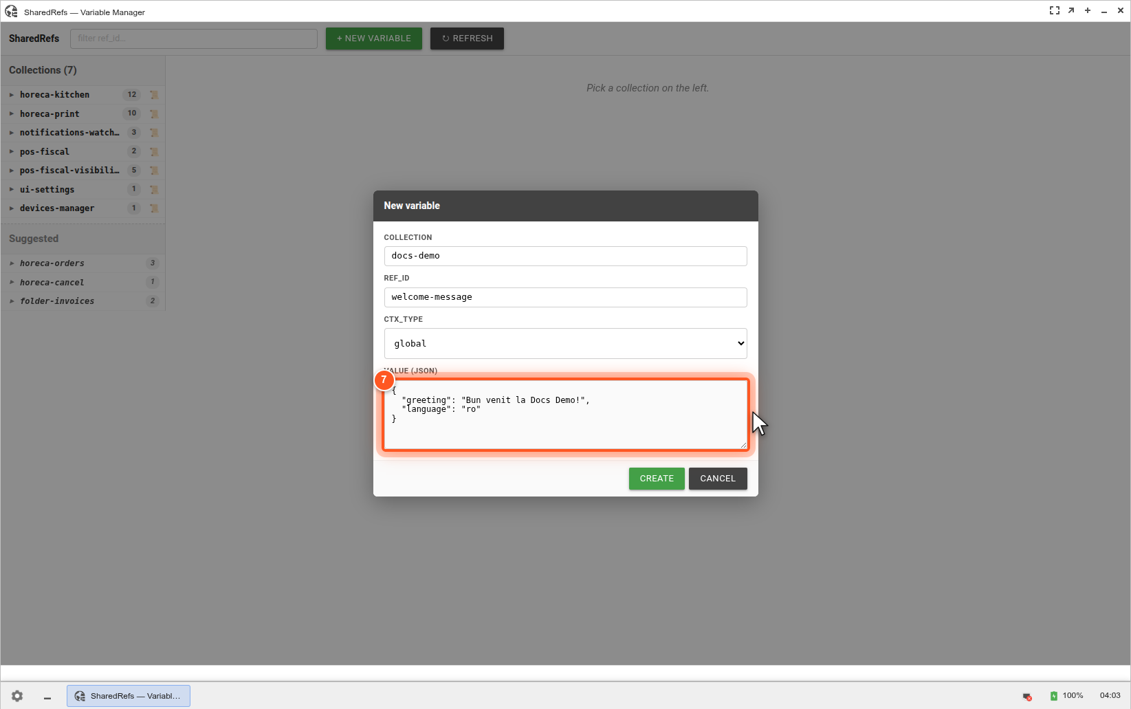 Pas 7 — value JSON populat Pas 7 — value JSON populat